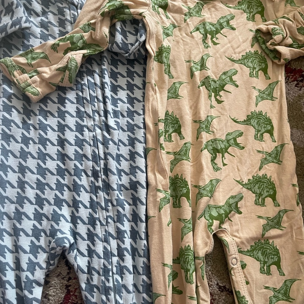 Dinosaur and Houndstooth Baby Onesies